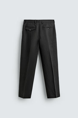 PANTAL?N TRAJE TWILL 100% LINO AARON LEVINE X ZARA / Negro  фото 6