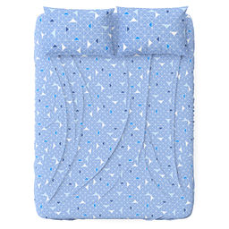 Простыня Евростандарт Треугольники, светло-синий 240х220см, бязь Комфорт 121г/м2, хлопок 100%, упаковка классическая ПВХ 28х41см, Домашняя мода (Россия)