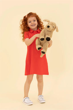 Красное трикотажное платье с воротником-поло для девочек и короткими рукавами Неожиданная скидка в корзине - U.s. polo assn фото 2