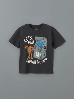 Bisiklet Yaka Bask?l? Erkek ?ocuk Ti??rt