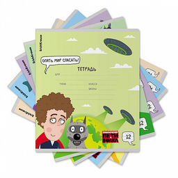 Цена за 10 шт. Тетрадь школьная ученическая ErichKrause Приключения Пети и Волка,12 листов, линейка (в плёнке по 10 шт.)_MIX-PACK