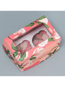 Цена за 5 шт. Коробка для капкейков, кондитерская упаковка двухсторонняя, 2 ячейки, «Вдохновляй красотой», 16×10×10 см