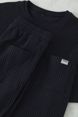 TRENDYOL MAN Lacivert Oversize Fit Fitilli Orme Sortlu Pijama Tak?m? TMNSS25PT00030 - Trendyolmilla фото 5