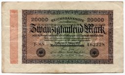 Банкнота 20000 марок 1923 года Германия