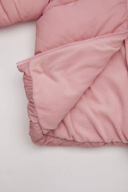 Водоотталкивающее двустороннее пальто с капюшоном для маленьких девочек - Defacto фото 3