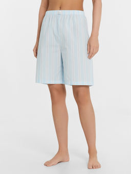 Шоры женские домашние голубые в полоску полоска на кристалле 132296