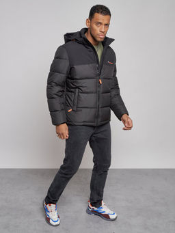 Куртка мужская зимняя с капюшоном спортивная великан черного цвета 8377Ch - Wonderrman фото 9