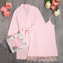 Комплект домашний женский (халат, сорочка) KAFTAN, размер 48-50, розовый