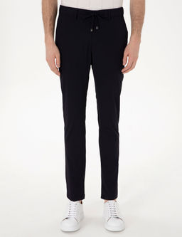 Lacivert Slim Fit Jogger Kanvas Pantolon