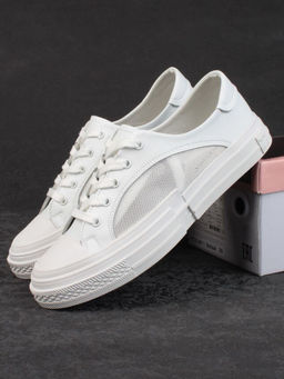 05-PDXL46-1 WHITE Кроссовки женские (натуральная кожа)