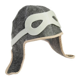 Набор для бани «Лётчик», 3 предмета: шапка, коврик, рукавица, шерсть 30%, полиэфир 70%, серый, «Добропаровъ»