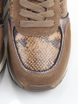 04-PCML20-3 KHAKI Кроссовки демисезонные женские (натуральная замша, натуральная кожа, текстиль)