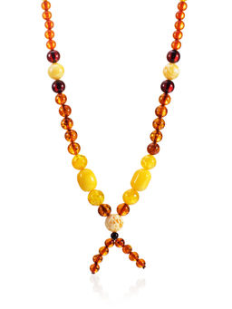 Яркие и необычные бусы из натурального янтаря разных оттенков Пекин