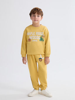 Bask?l? Erkek ?ocuk Kal?n Sweatshirt