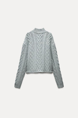 CABLE-KNIT SWEATER WITH BEADS - Zara фото 5