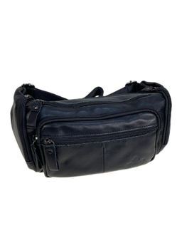 Сумка мужская на пояс из натуральной кожи, цвет черный