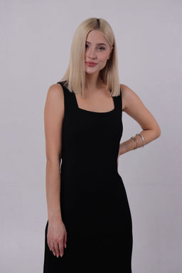 Платье с вырезом каре чёрное - Martichelli фото 3