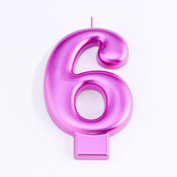 Цена за 3 шт. Свеча для торта «Европейская ГИГАНТ», цифра 6, 7 см, фиолетовый металлик