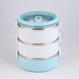 Ланч-бокс Милави, 1.5 л, 3 уровня, ёмкость 500 мл, голубой