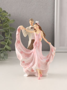 Фигурка полистоун Танцующая пара, бело-розовый, 9.5?5?13 см