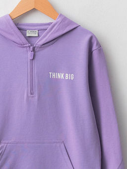 Kap??onlu Bask?l? Uzun Kollu Erkek ?ocuk Sweatshirt - Waikiki фото 3