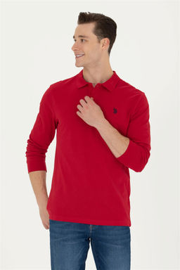 U. S. Polo Assn Мужская красная базовая толстовка с воротником поло