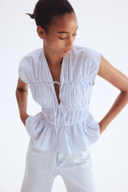 Blusa de popelina con cord?n de ajuste - H&m фото 2