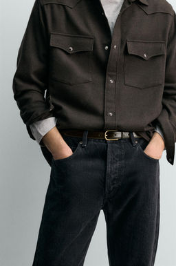 TOPSTITCHED LEATHER BELT AARON LEVINE X ZARA