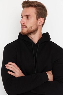 Siyah Regular/Normal Kesim Kapusonlu Ici Polar/S?cak Tutan Sweatshirt TMNAW20SW0163