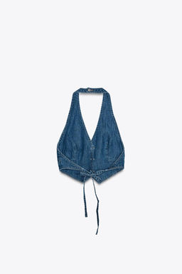 TIE DENIM TOP - Zara фото 8