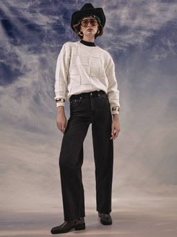 CONTE CON-718 Джинсы wide leg с эффектом потертости и необработанным краем washed black - Conte elegant фото 2