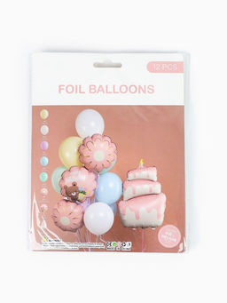Воздушные шары "Розовый тортик" фольга, латекс, набор 12 штук
