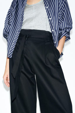 PANTAL?N PAPERBAG CINTUR?N / Azul noche - Zara фото 3