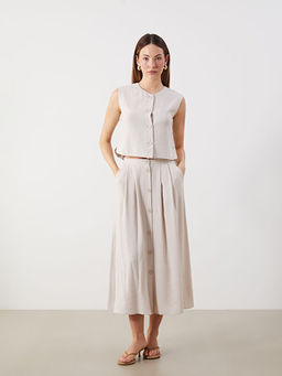 Beli Lastikli Dokulu Pileli Etek