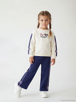 Hello Kitty Bask?l? K?z ?ocuk Sweatshirt ve E?ofman Alt
