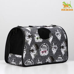 Сумка-переноска каркасная Зимние коты, размер M, 40 х 21 х 27 см