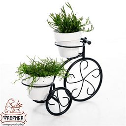 Подставка для цветов на подоконник Велосипед 41-041B на 2 цветка - Фабрика интерьерной ковки фото 2
