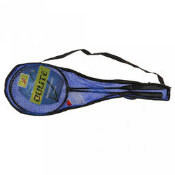 Ракетка для бадминтона 62х21см, набор 2 штуки, в сумке спанбонд/сетка-полиэстер, на молнии, с ремешком + волан пластмассовый 6,5см, цвета в ассортименте: синий; фуксия (Китай)