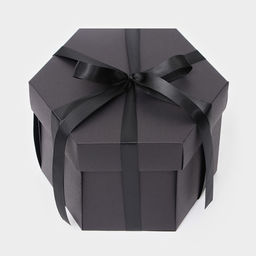 Коробка - сюрприз раскладушка, чёрная, с лентой и двойным скотчем для сборки, 19×13 см