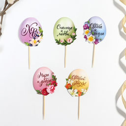 Цена за 2 шт. Топпер для украшения кулича «Мира и добра» на пасху, 4.5×3.8 см, 5 шт.