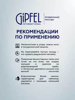8645 GIPFEL Чайник для кипячения воды ESSEN 2.5л со свистком, с индукционным дном. Материал: нержавеющая сталь 18/10. Материал ручки: бакелит. Толщина: 0,4мм  фото 6