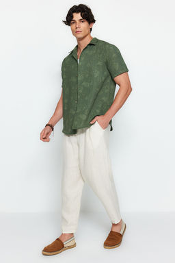 TRENDYOL MAN Haki Regular Fit Apas Yaka Keten Kar?s?ml? Gomlek TMNSS20GO0443 - Trendyolmilla фото 4