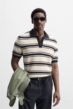 STRIPED JACQUARD KNIT POLO SHIRT - Zara фото 2