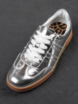 03-B6C-7C GREY/SILVER Кеды женские (натуральная кожа)