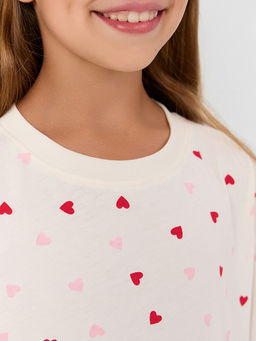 Сорочка ночная для девочек бежевая в сердечки - Mark formelle фото 4