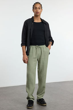 TRENDYOL MAN Premium Gri %100 Keten Straight Fit Lastikli Beli Baglamal? Pantolon TMNSS24PL00018 - Trendyolmilla фото 37
