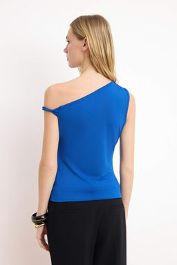 Saks Duz Fitted/Vucuda Oturan Esnek Orme Bluz TWOSS25BZ00279