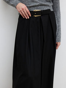 Beli Kemerli Pileli Etek