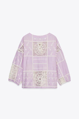 CONTRAST CROCHET SHIRT - Zara фото 6