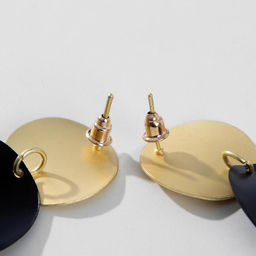 Серьги металл Тренд выпуклые диски, цвет чёрный в матовом золоте - Queen fair фото 2